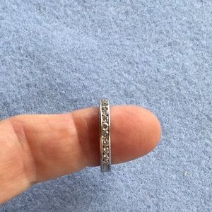 14K white gold band with diamonds
